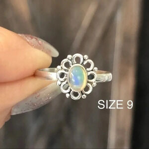SIZE 9 Authentic Ethiopian Opal Solid 925 Sterling Silver Ring
